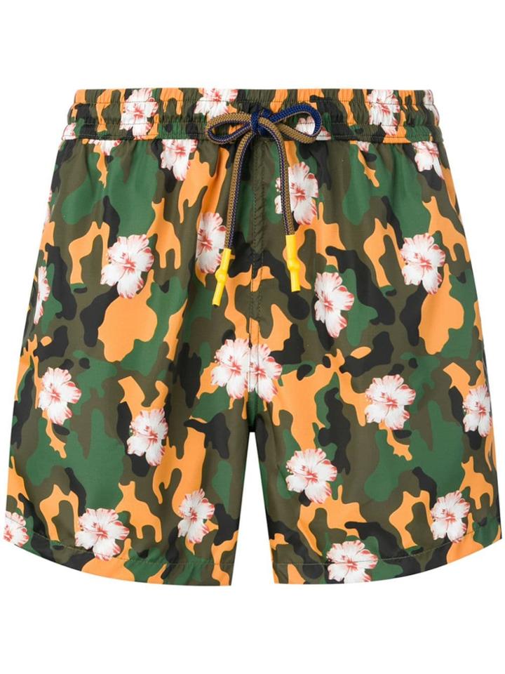 Entre Amis Floral Drawstring Swim Shorts - Green
