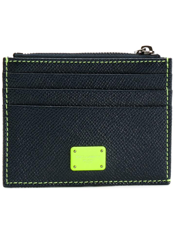 Dolce & Gabbana Logo Plaque Zipped Cardholder - Blue