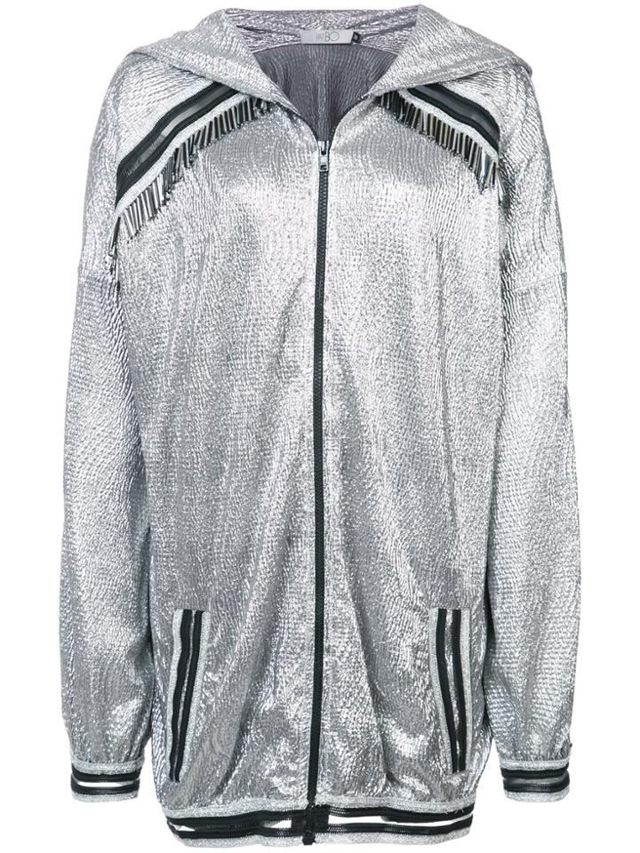 Patbo Metallic Hooded Bomber Jacket