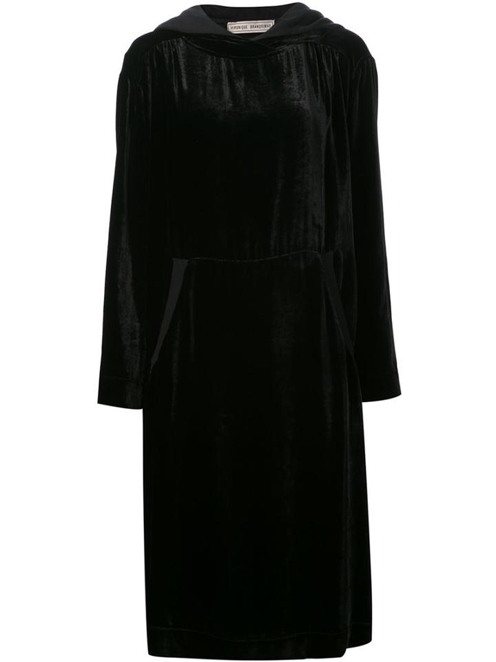 Veronique Branquinho Hooded Dress, Women's, Size: 42, Black, Silk/rayon