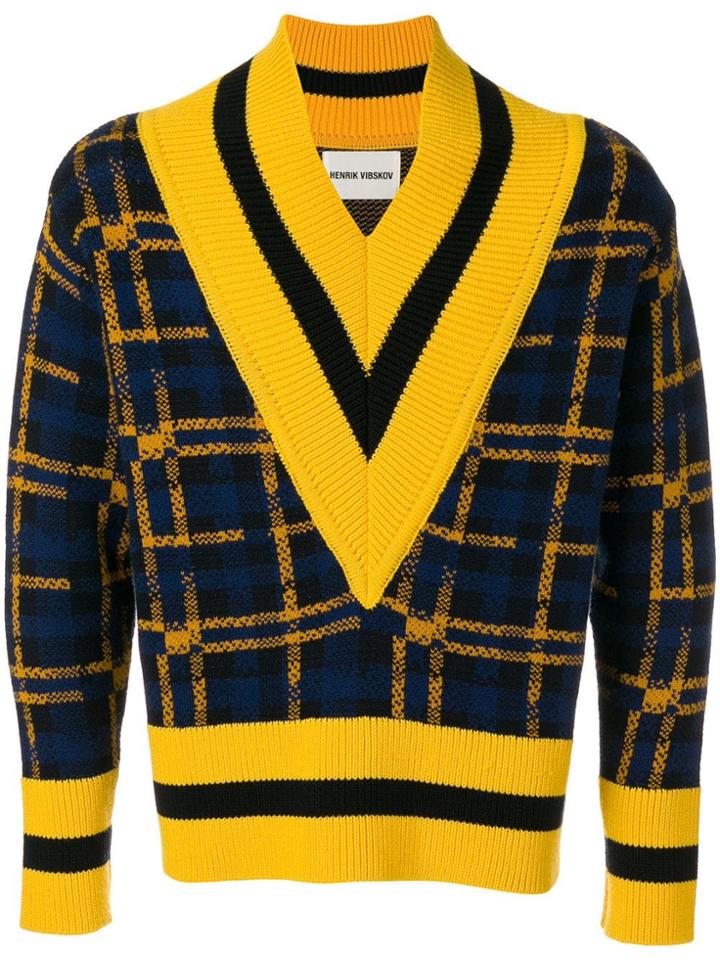 Henrik Vibskov Checked Messy Match V-neck Sweater - Multicolour
