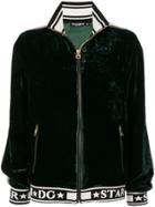 Dolce & Gabbana Logo-stripe Velvet Bomber Jacket - Green