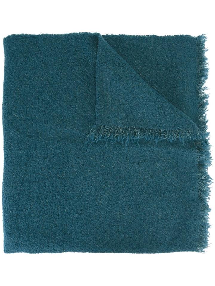 Rick Owens Fringed Scarf, Women's, Blue, Silk/polyamide/cashmere/wool