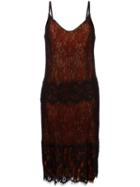 Maurizio Pecoraro Lace Overlay Slip Dress, Women's, Size: 44, Black, Silk/nylon/spandex/elastane/wool