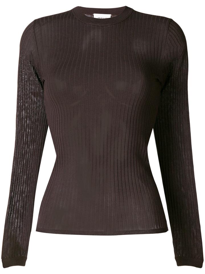 Wood Wood Ribbed Round Neck Jumper - Brown