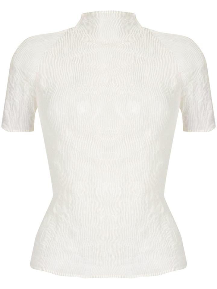 Issey Miyake Micro-pleated Fitted Top - White