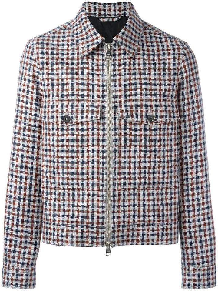 Ami Alexandre Mattiussi Patch Pocket Zipped Jacket, Men's, Size: Large, Blue, Cotton/virgin Wool