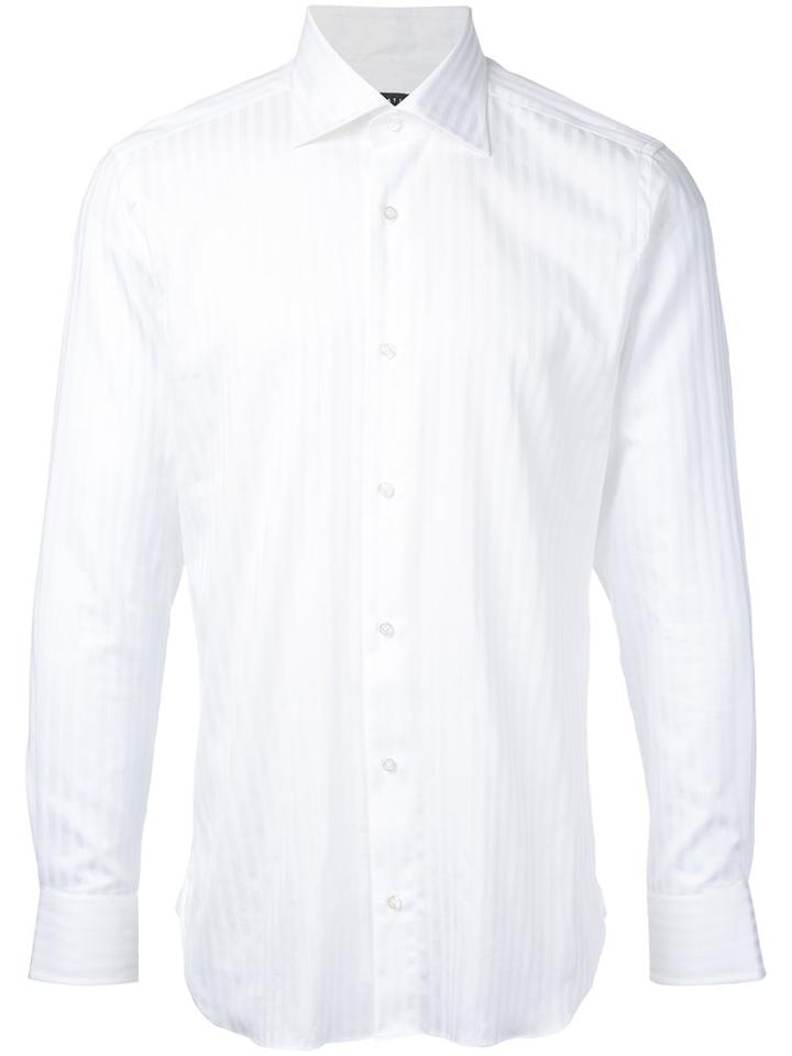 Estnation Tonal Stripe Shirt, Men's, Size: 41, White, Cotton