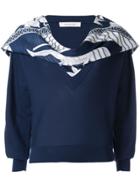 Cédric Charlier Scarf Embellished Sweater - Blue