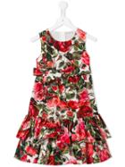 Dolce & Gabbana Kids Rose Print Dress, Girl's, Size: 12 Yrs, Red