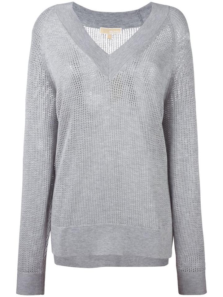 Michael Michael Kors Perforated Detail Sweatshirt, Women's, Size: Medium, Grey, Nylon/polyester/viscose/cashmere