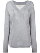 Michael Michael Kors Perforated Detail Sweatshirt, Women's, Size: Medium, Grey, Nylon/polyester/viscose/cashmere