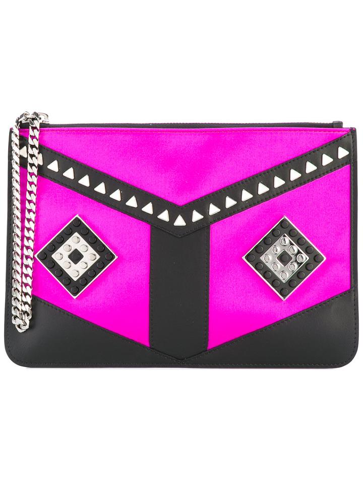 Les Petits Joueurs Stud Embellished Clutch Bag, Women's, Black, Leather/satin/metal