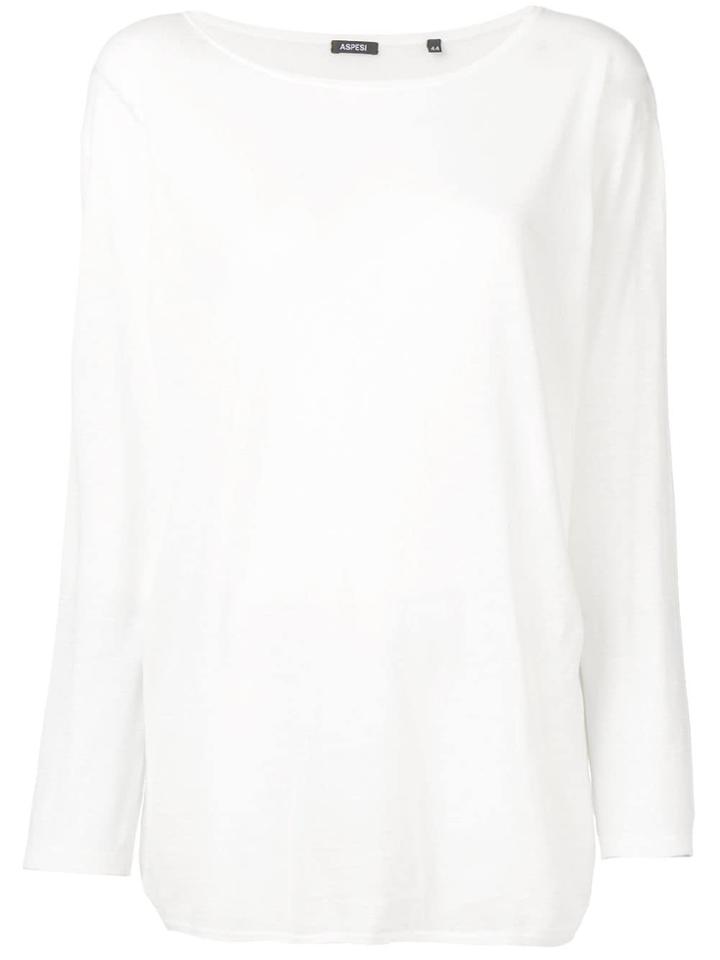 Aspesi Round Neck Loose Jumper - White