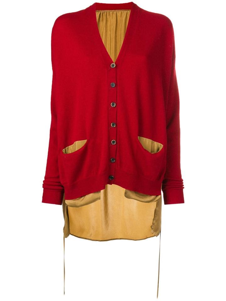 Uma Wang Contrast Cardigan - Red