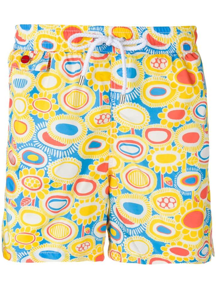 Kiton Floral Print Swim Shorts - Yellow