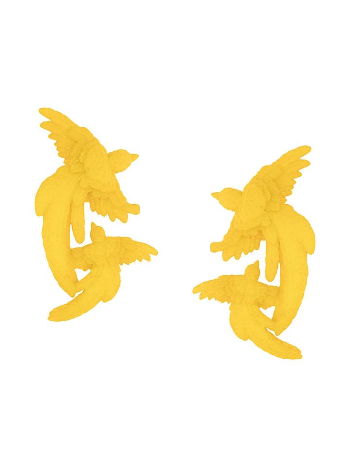 Olgafacesrok Double Bird Earrings - Yellow