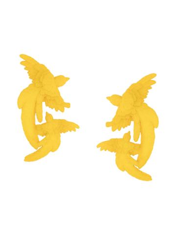 Olgafacesrok Double Bird Earrings - Yellow