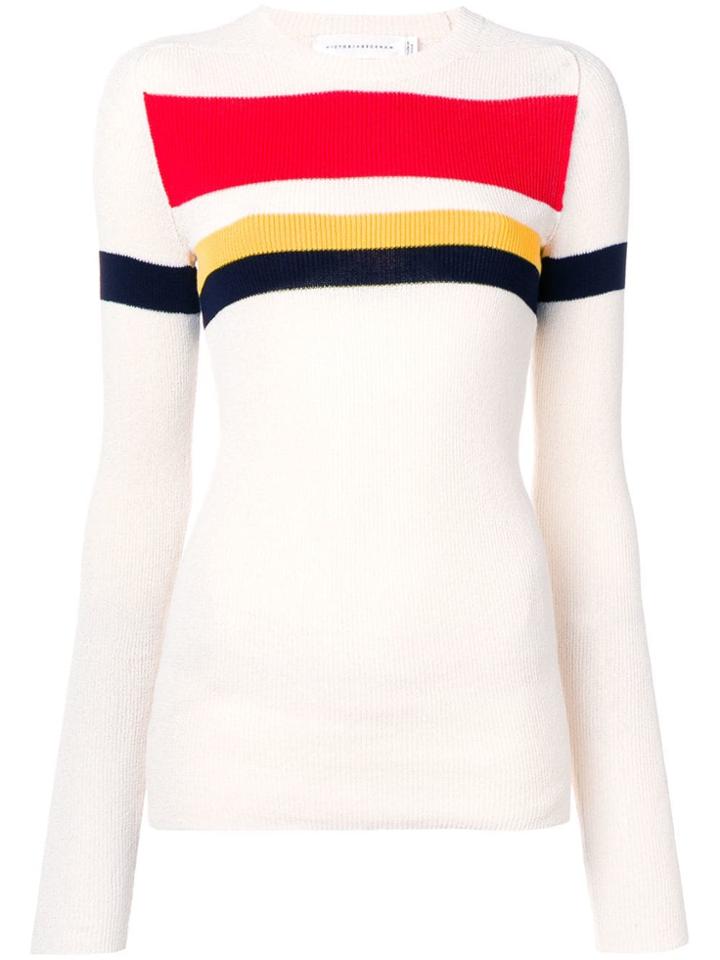 Victoria Beckham Long Sleeved Stripe Top - White