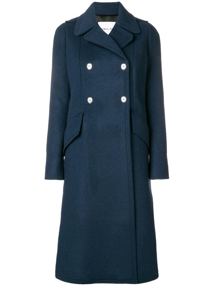 Sonia Rykiel Double-breasted Long Coat - Blue