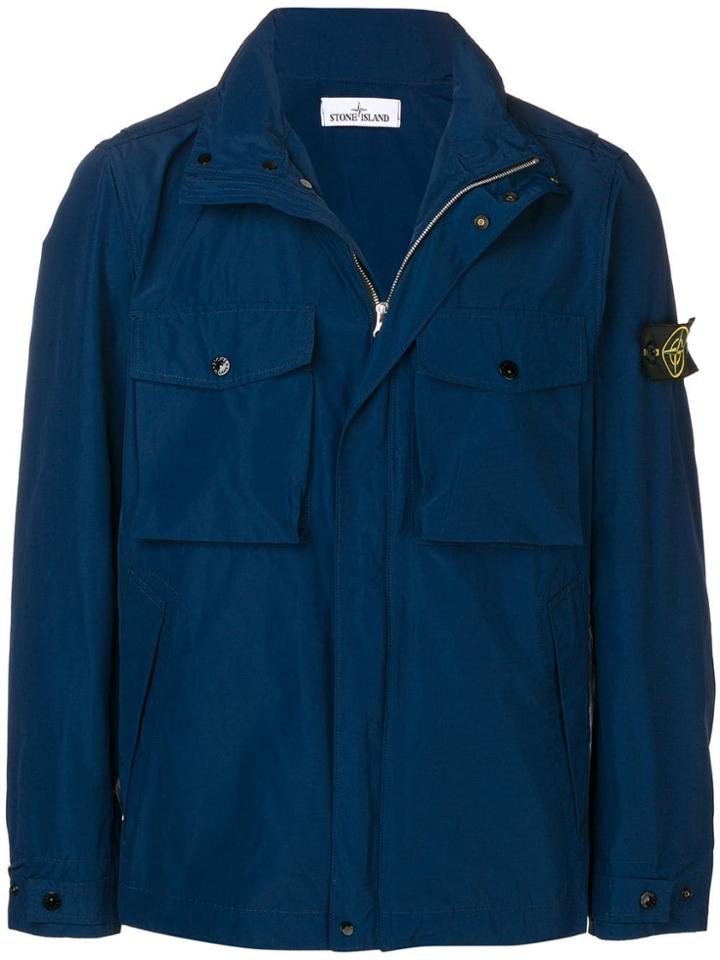 Stone Island Logo Patch Field Jacket - Blue