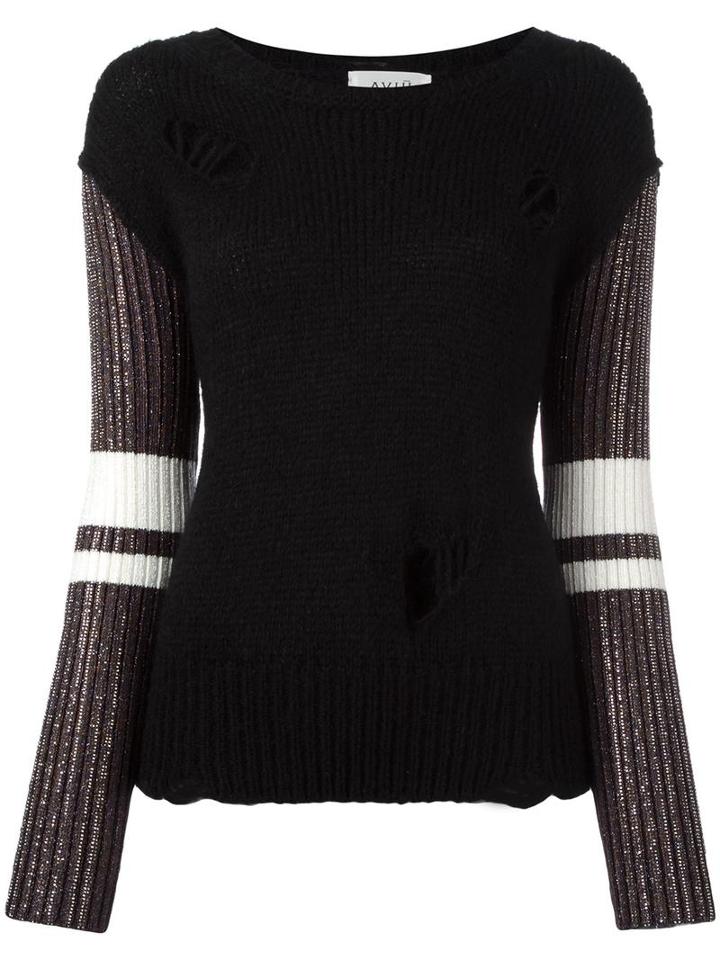 Aviù Destroyed Effect Glittery Jumper, Women's, Size: 46, Black, Mohair/wool/acrylic/polyamide