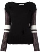 Aviù Destroyed Effect Glittery Jumper, Women's, Size: 46, Black, Mohair/wool/acrylic/polyamide