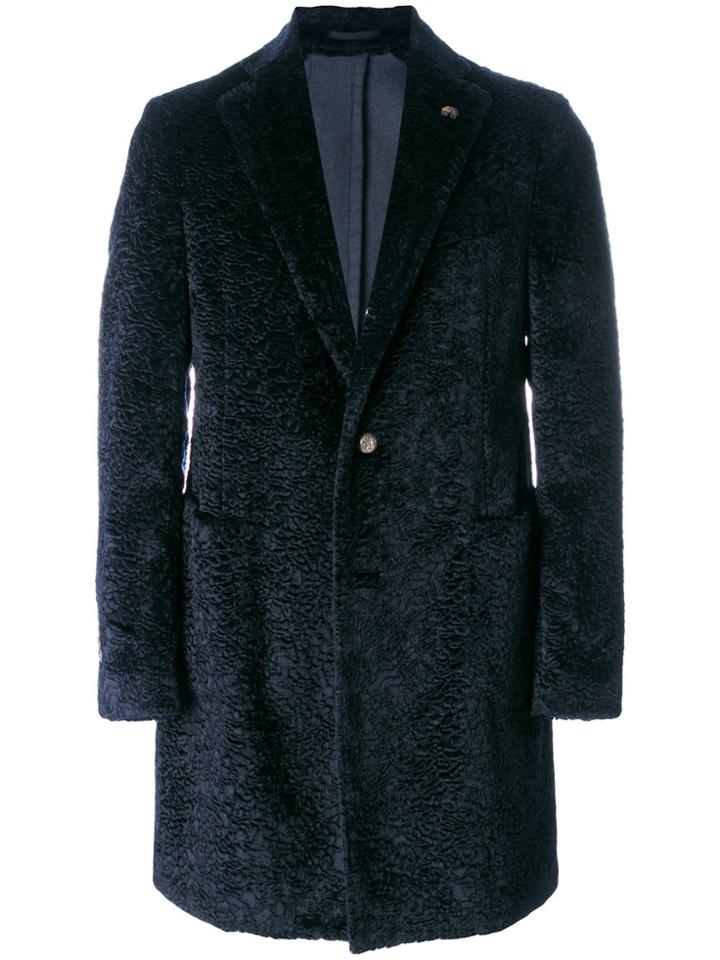 Gabriele Pasini Shearling Single Breasted Coat - Blue