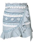 Dodo Bar Or Ruffled Wrap Mini Skirt - Blue