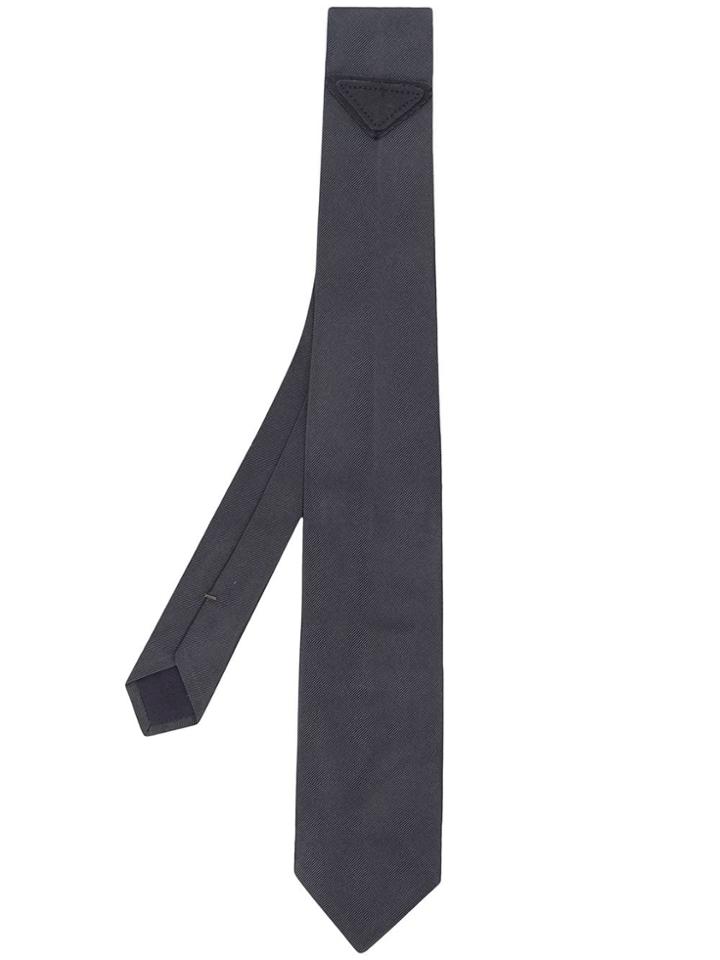 Prada Logo Patch Tie - Grey