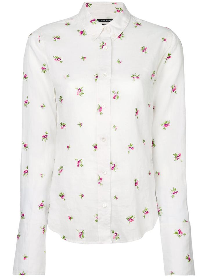 Isabel Marant - Floral Embroidered Shirt - Women - Ramie/viscose - 40, White, Ramie/viscose