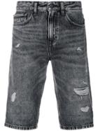 Ck Jeans Distressed Denim Shorts - Black