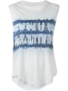 Raquel Allegra Tie Dye Print Detail Tank Top, Women's, Size: 0, Blue, Cotton/polyester