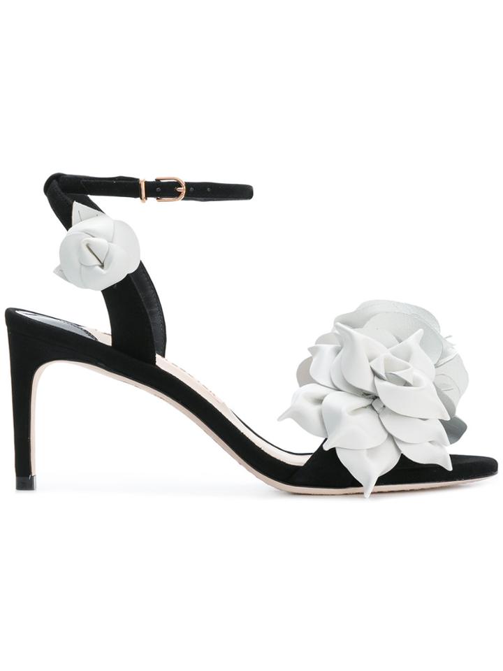 Sophia Webster Flower Appliqué Sandals - Black
