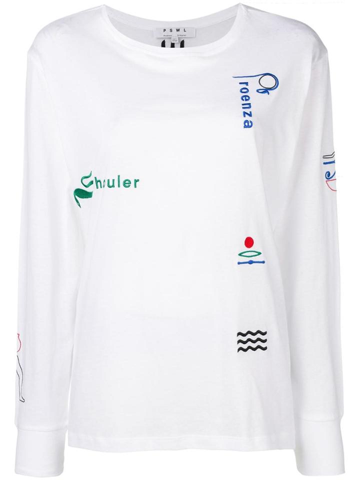 Proenza Schouler L/s T-shirt-emb Worn Fine T-shirt Jersey - White