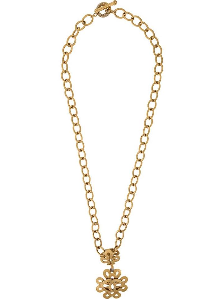 Chanel Pre-owned Double Twisted Medallion Necklace - Metallic