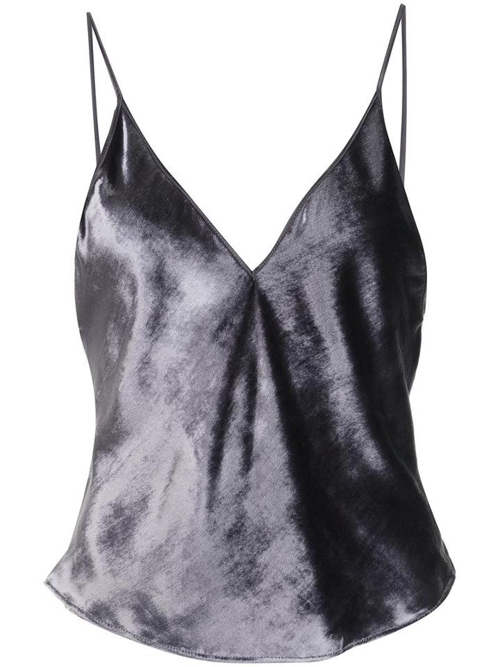 Fleur Du Mal Velvet Cami Top, Women's, Size: Medium, Grey, Polyamide/polyester/spandex/elastane