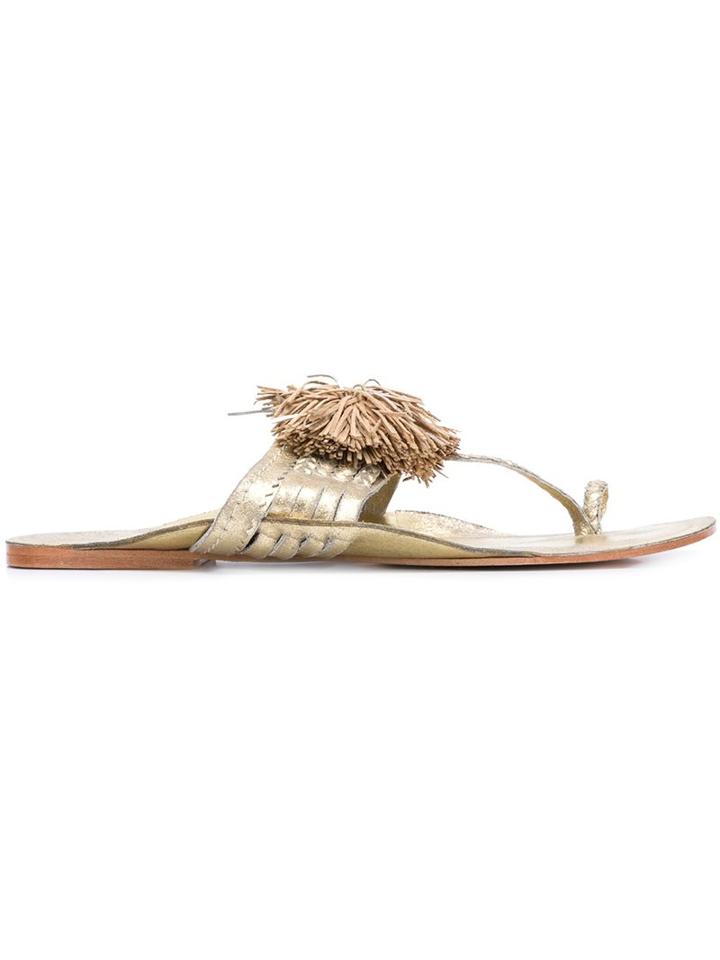 Figue 'twiggy' Pom Pom Flat Sandals