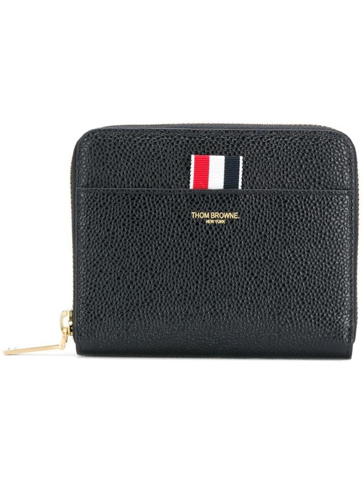 Thom Browne Pebbled Leather Short Zip-around Purse - Black