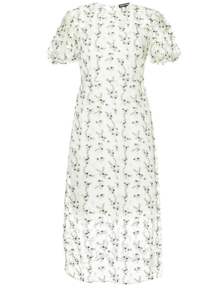 Markus Lupfer Floral Embroidered Sheer Dress - White
