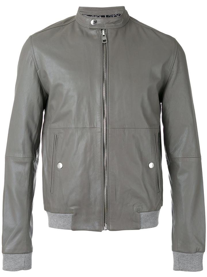 Calvin Klein Jeans - Zip Biker Jacket - Men - Cotton/leather - M, Grey, Cotton/leather