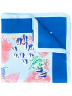 Kiton - Marine Print Pocket Square - Men - Silk - One Size, Blue, Silk