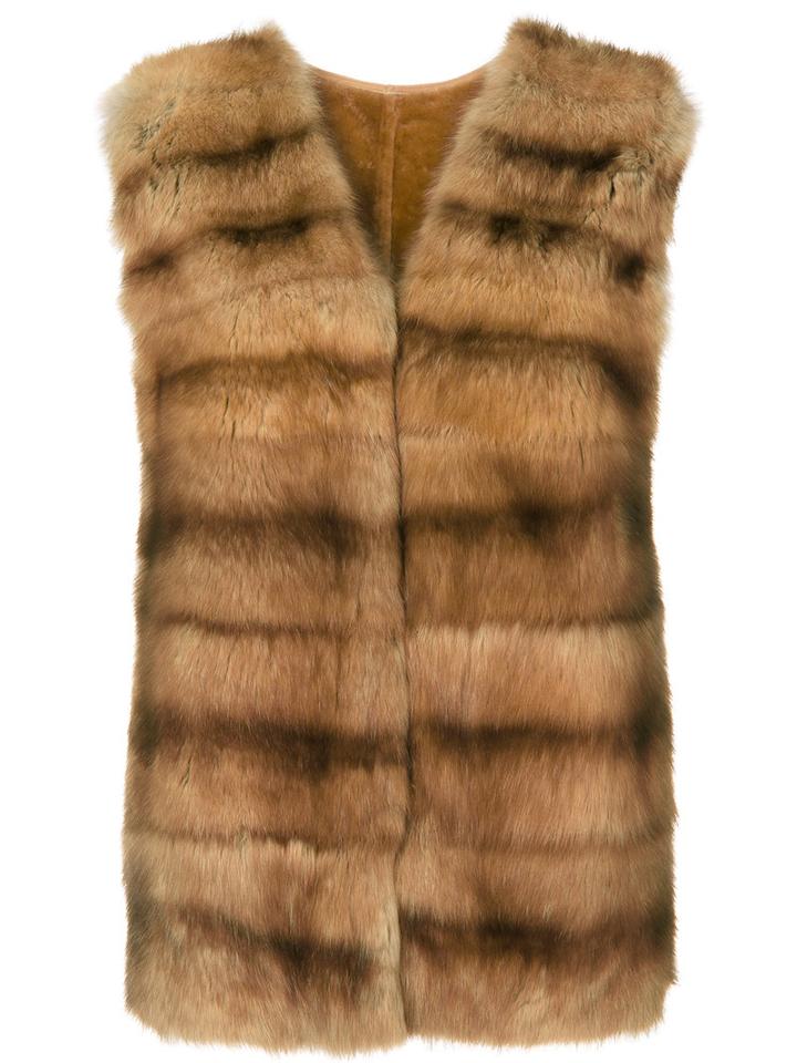 Liska - Fur Front Gilet - Women - Lamb Skin/sable - One Size, Brown, Lamb Skin/sable