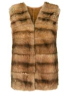 Liska - Fur Front Gilet - Women - Lamb Skin/sable - One Size, Brown, Lamb Skin/sable