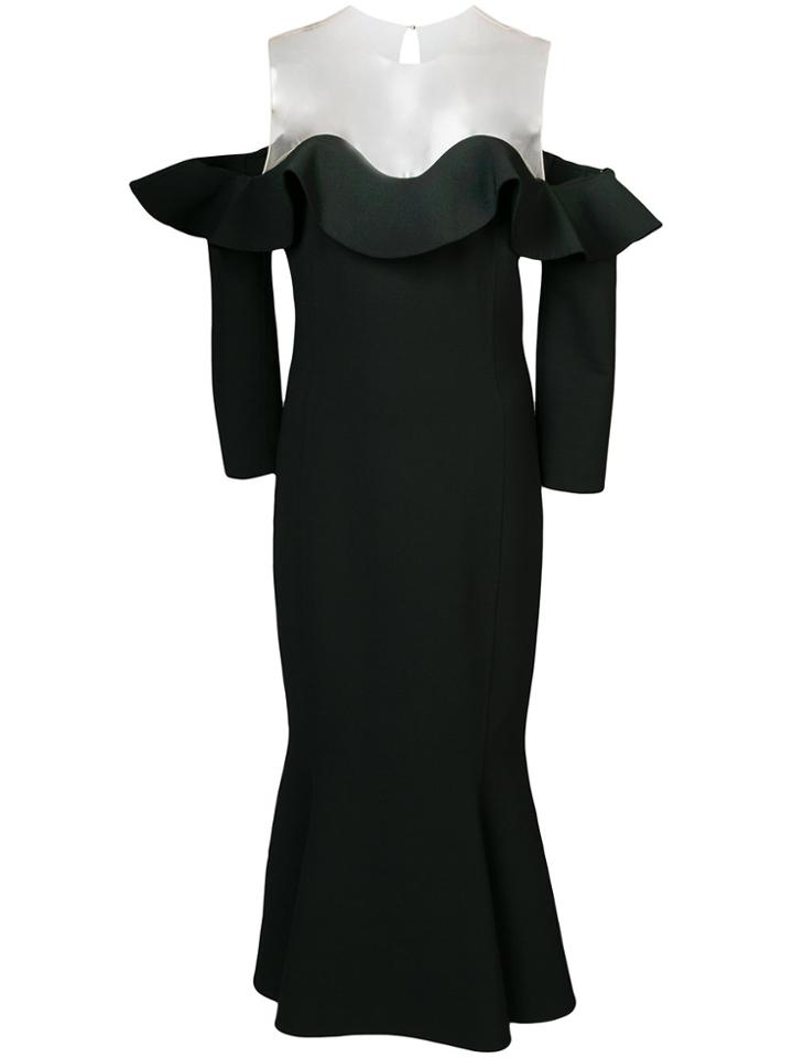 Oscar De La Renta Off Shoulder Flared Ruffle Gown - Black