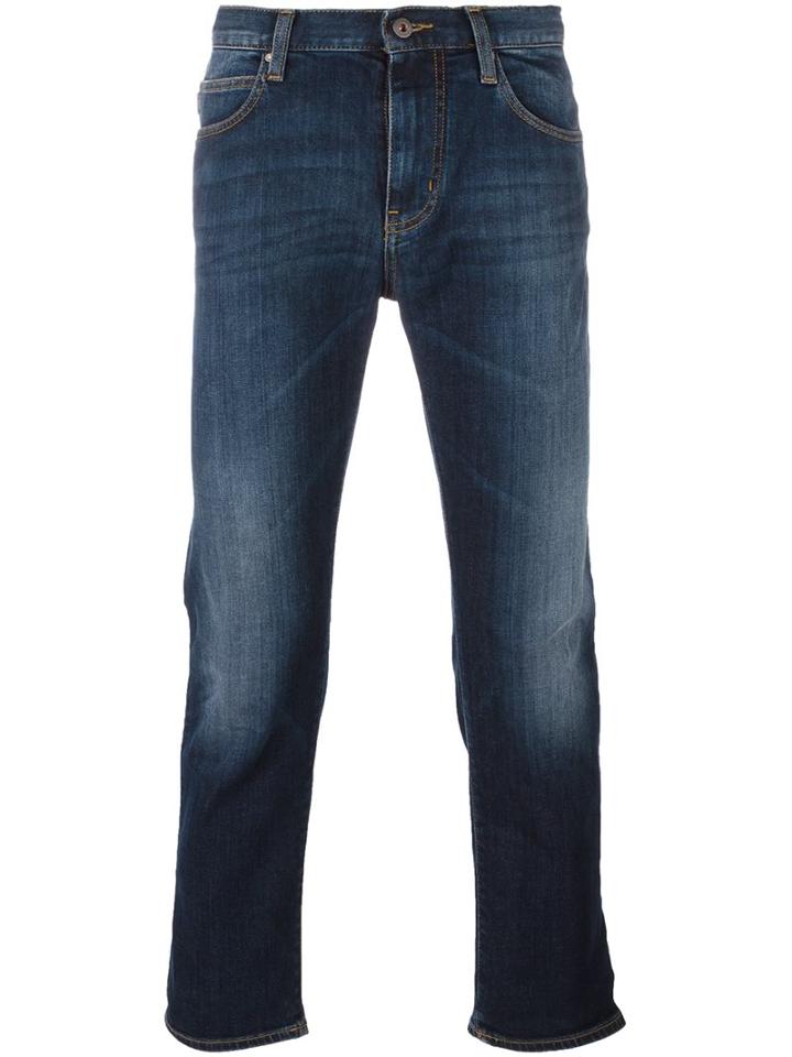 Armani Jeans Stonewash Slim Fit Jeans, Men's, Size: 36, Blue, Cotton/spandex/elastane