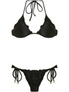 Lygia & Nanny Frill Triangle Bikini Set - Black