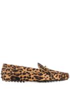 Tod's T-bar Leopard Loafers - Brown