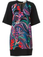 Emilio Pucci Printed Shift Dress, Women's, Size: 38, Black, Viscose Crepe/spandex/elastane/cupro