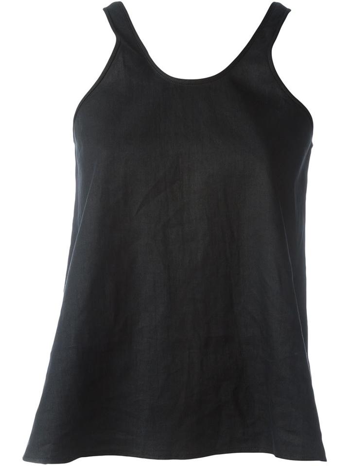 Forte Forte Scoop Neck Tank Top, Women's, Size: 0, Black, Linen/flax/cotton